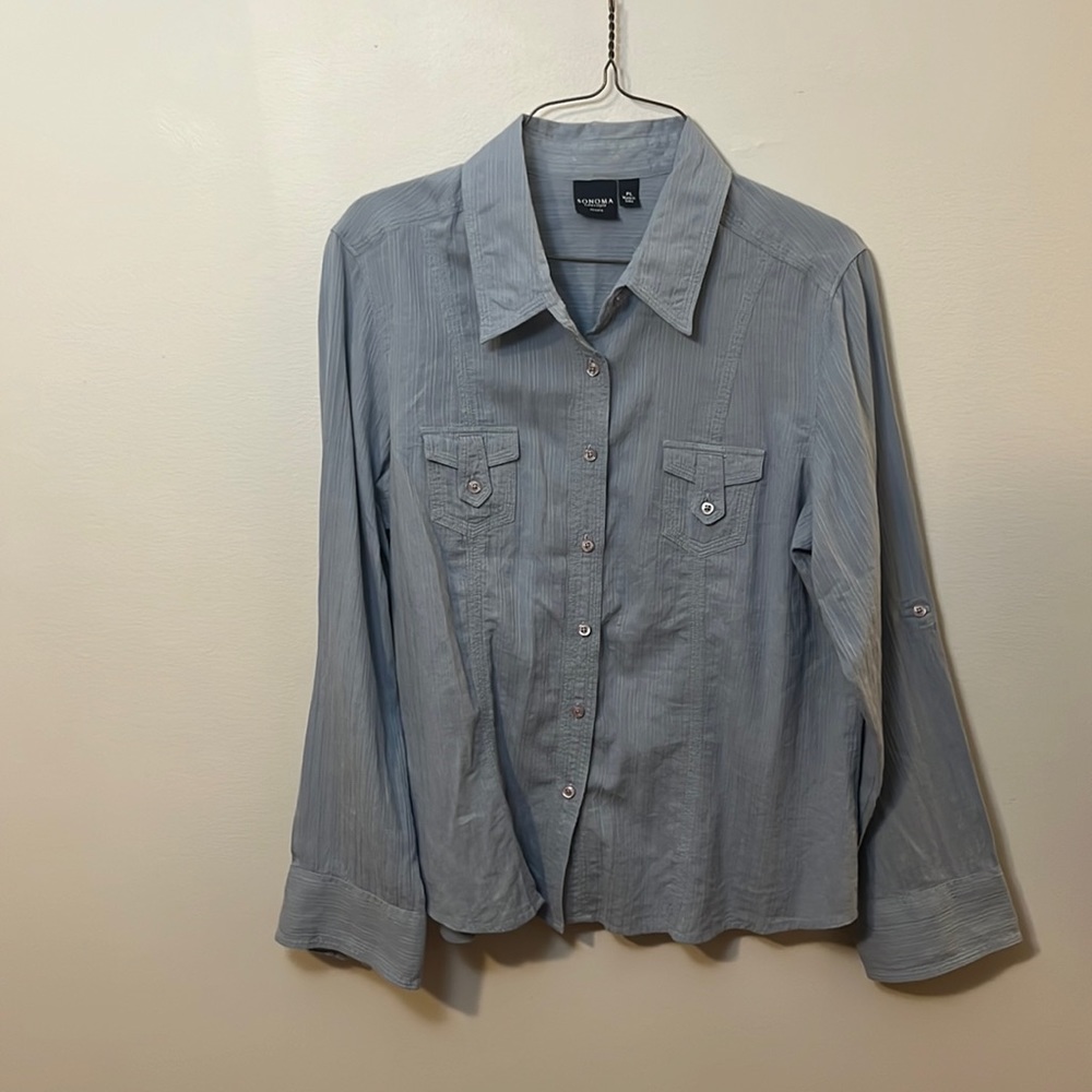 Sonoma Light Blue Button Down Top